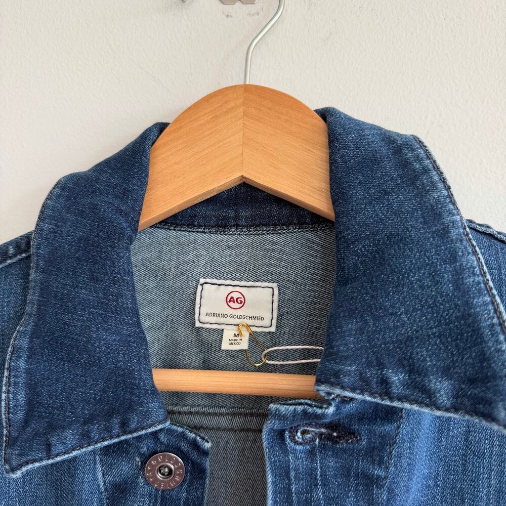 AG Adriano Goldschmied Robyn Slim Trucker Denim Jacket Dark Wash Blue M BW20567 - Picture 4 of 8
